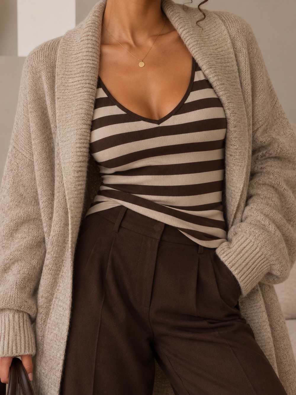 Time and Tru Open-Front Cardigan in Beige